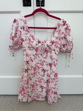 Princess Polly White and Pink Floral Ruffle Mini Dress